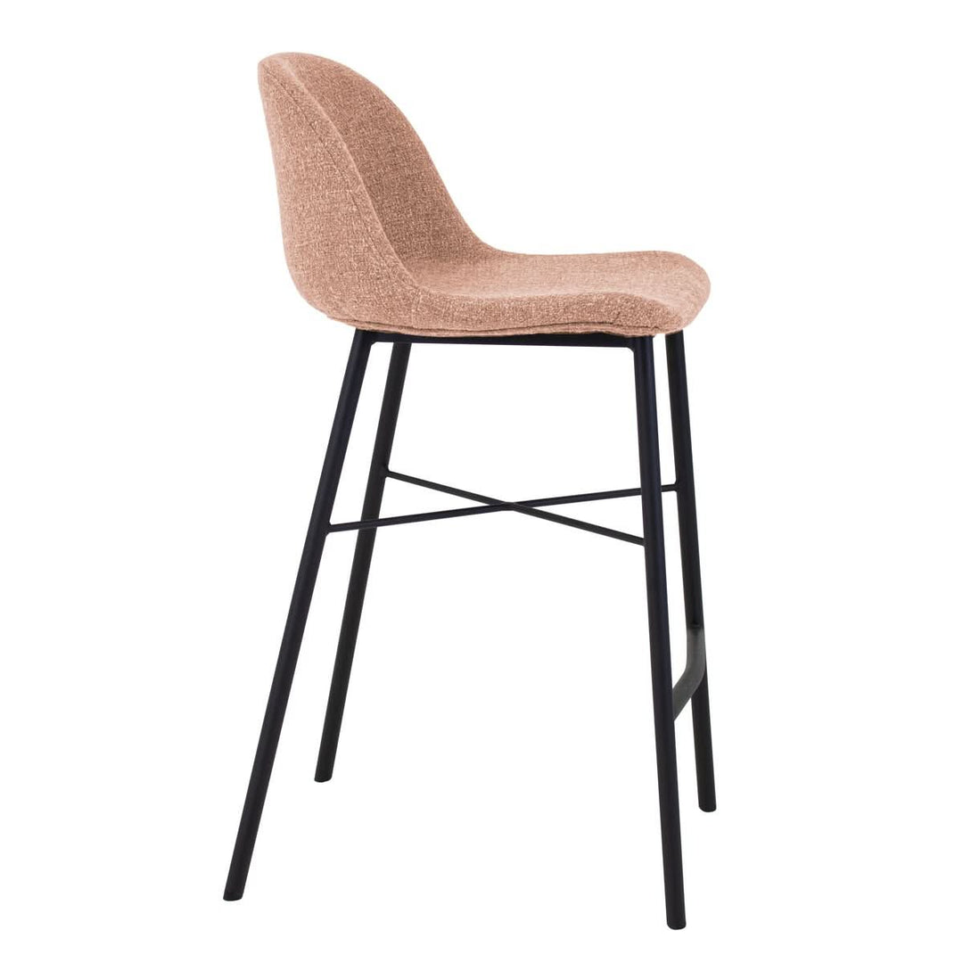 Tabouret De Bar Rose Moderne Avec Dossier Confortable Et Cadre Noir | LUMA - Designix