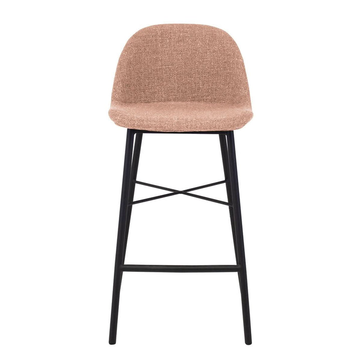 Tabouret De Bar Rose Moderne Avec Dossier Confortable Et Cadre Noir | LUMA - Designix