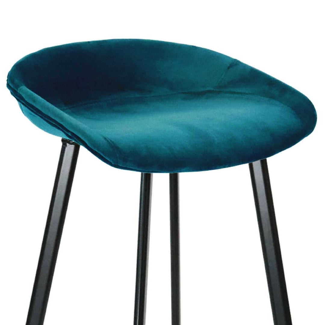 Tabouret de bar velours bleu 80 cm hauteur 43 cm largeur design moderne | NOVA - Designix