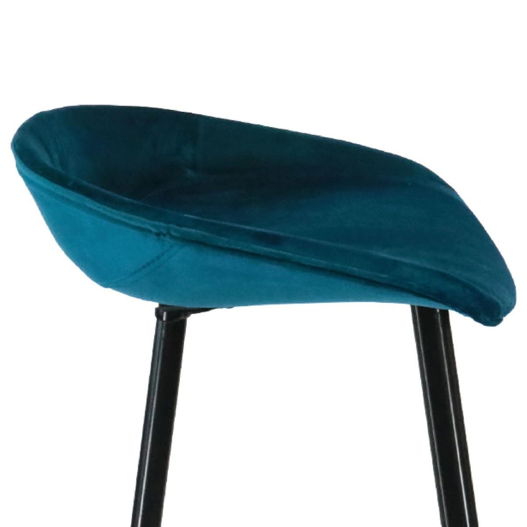Tabouret de bar velours bleu 80 cm hauteur 43 cm largeur design moderne | NOVA - Designix