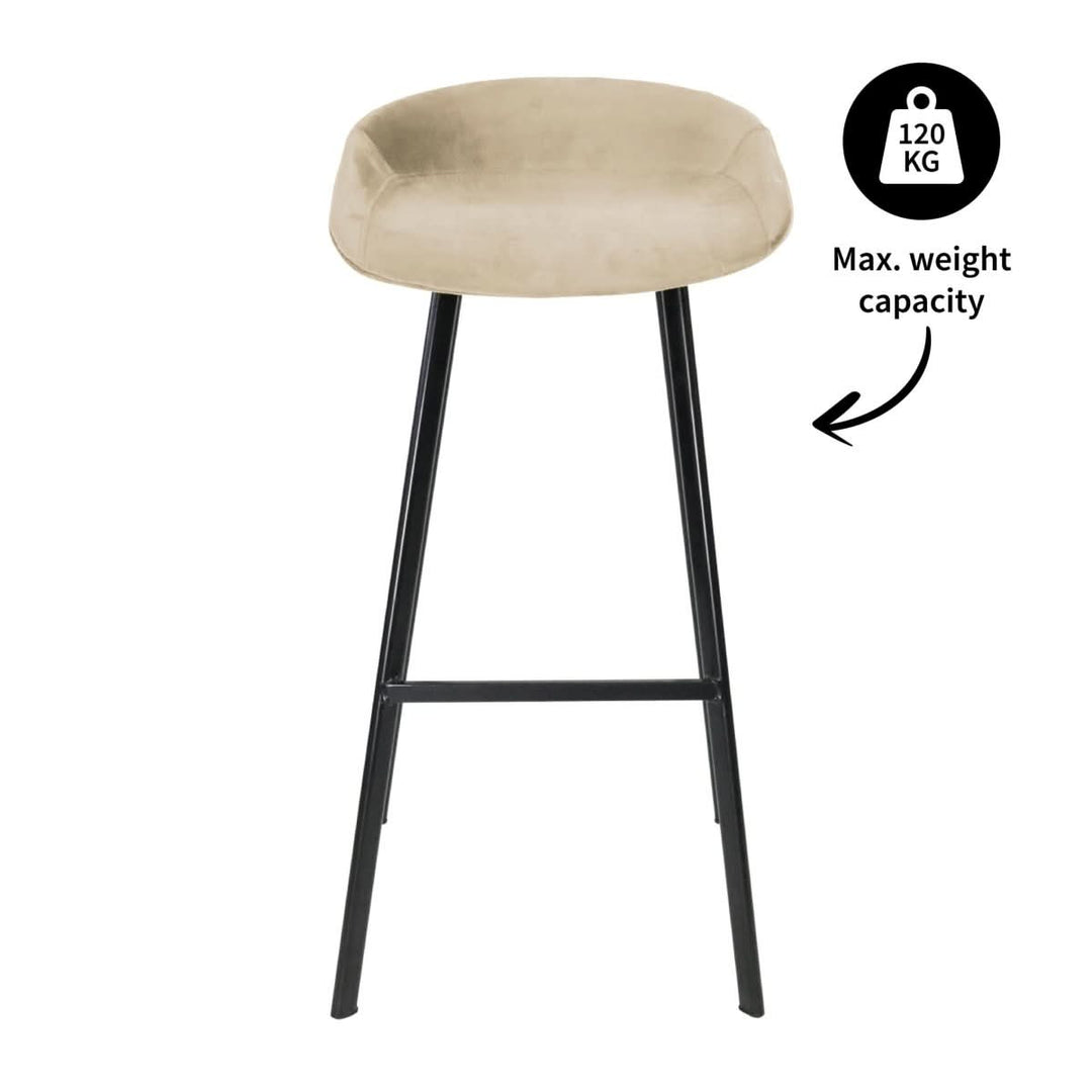 Tabouret de Bar Velours Champagne Design Moderne | RYLA - Designix