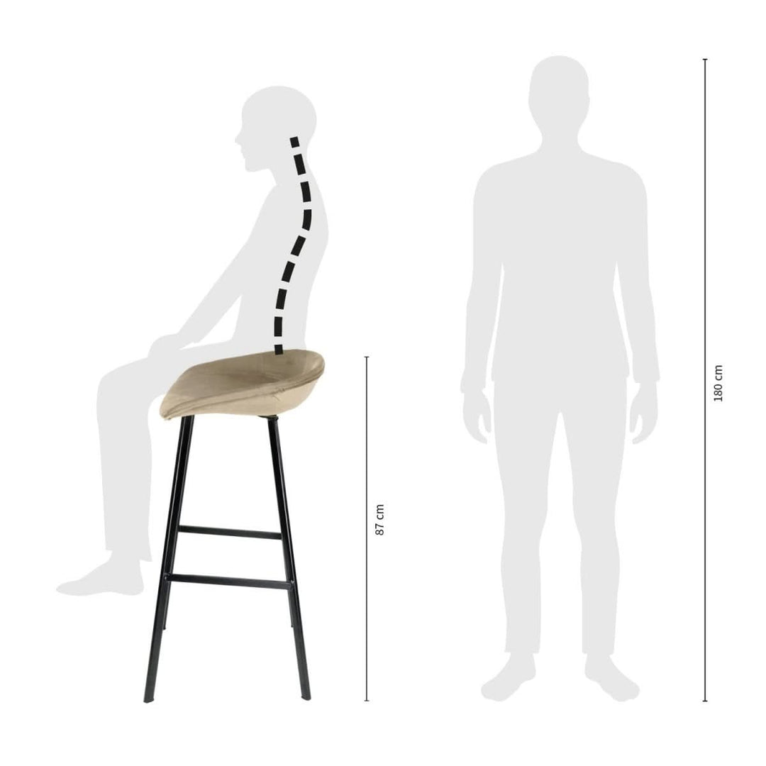 Tabouret de Bar Velours Champagne Design Moderne | RYLA - Designix