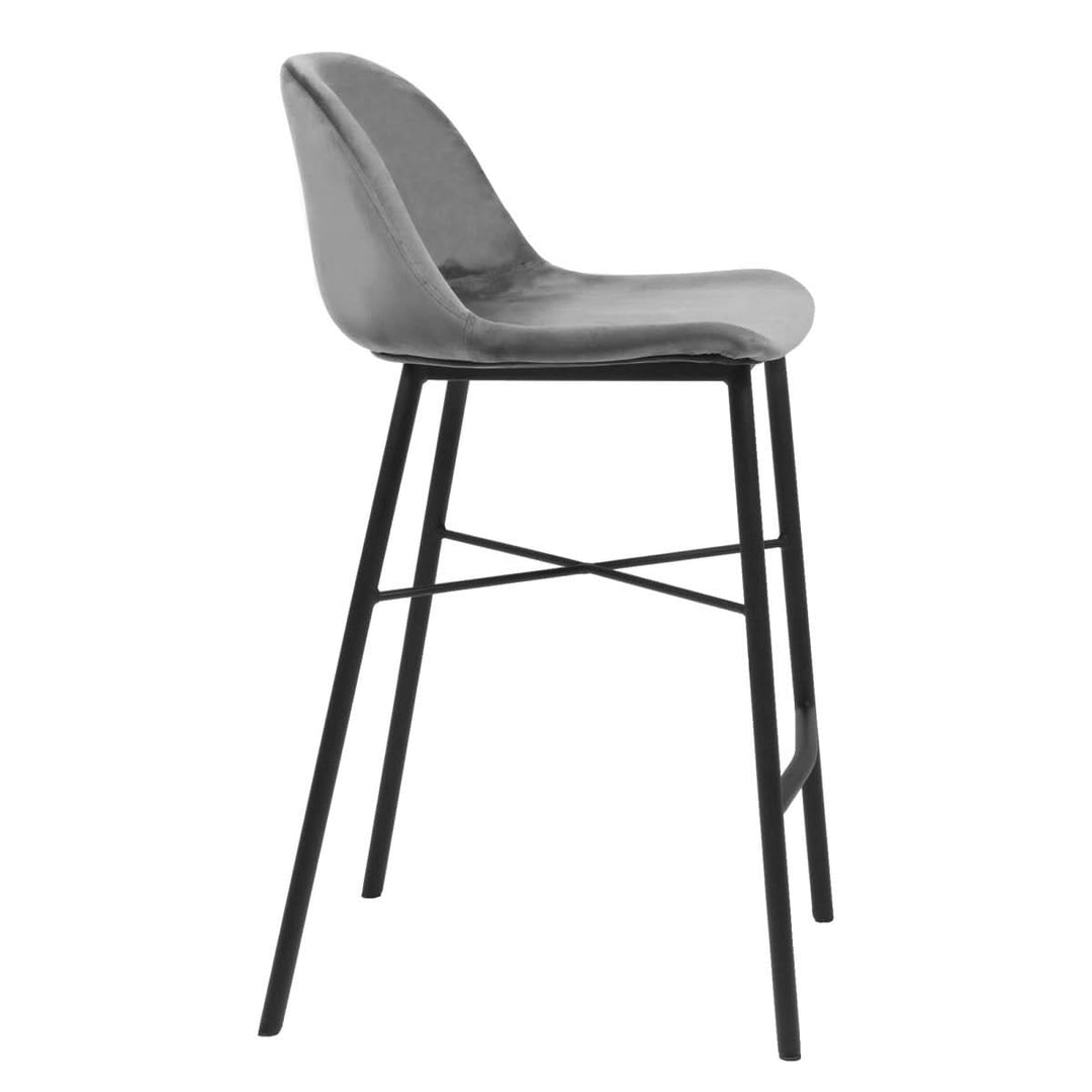 Tabouret De Bar Velours Confort Moderne Avec Dossier | VELA - Designix