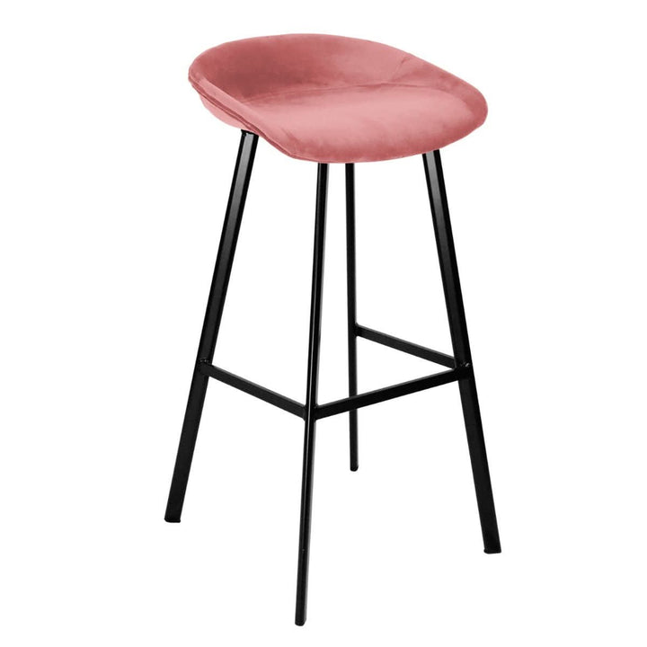 Tabouret de Bar Velours Haut 80 cm Rose Design Moderne | FINA - Designix