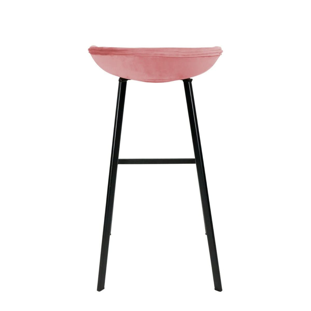 Tabouret de Bar Velours Haut 80 cm Rose Design Moderne | FINA - Designix