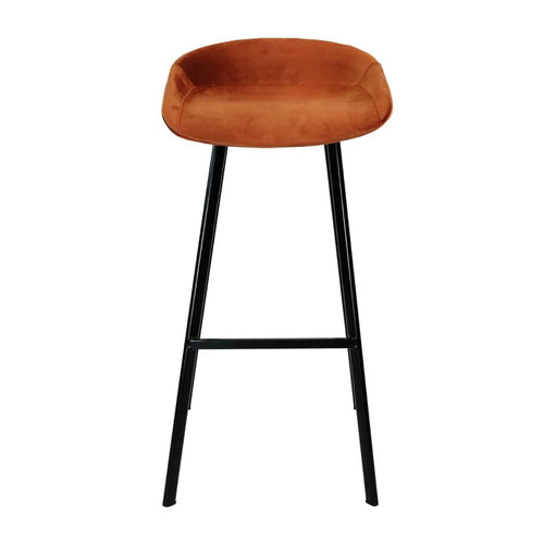 Tabouret De Bar Velours Moderne 70 Cm Orange | HARI