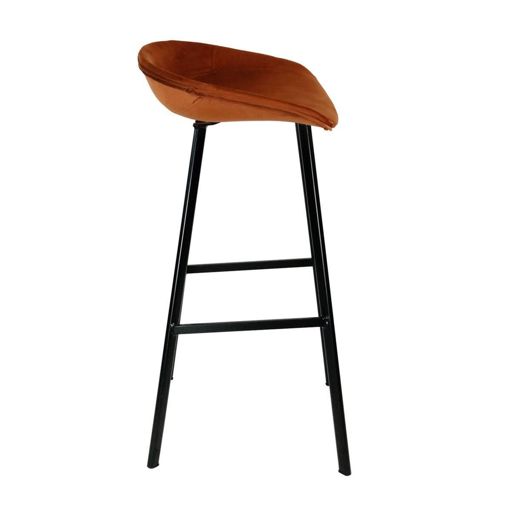 Tabouret De Bar Velours Moderne 70 Cm Orange | HARI - Designix