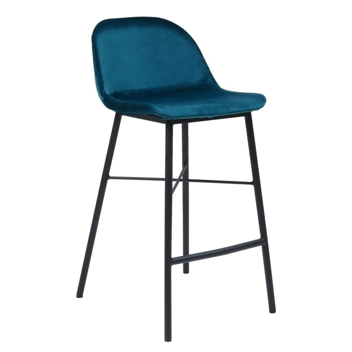 Tabouret De Bar Velvet Bleu Avec Dossier Confort Moderne | VELA - Designix
