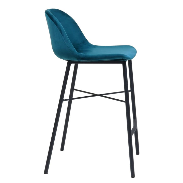 Tabouret De Bar Velvet Bleu Avec Dossier Confort Moderne | VELA - Designix