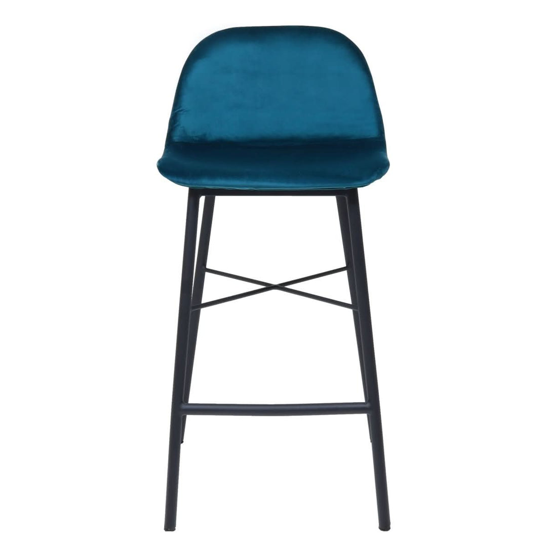 Tabouret De Bar Velvet Bleu Avec Dossier Confort Moderne | VELA - Designix