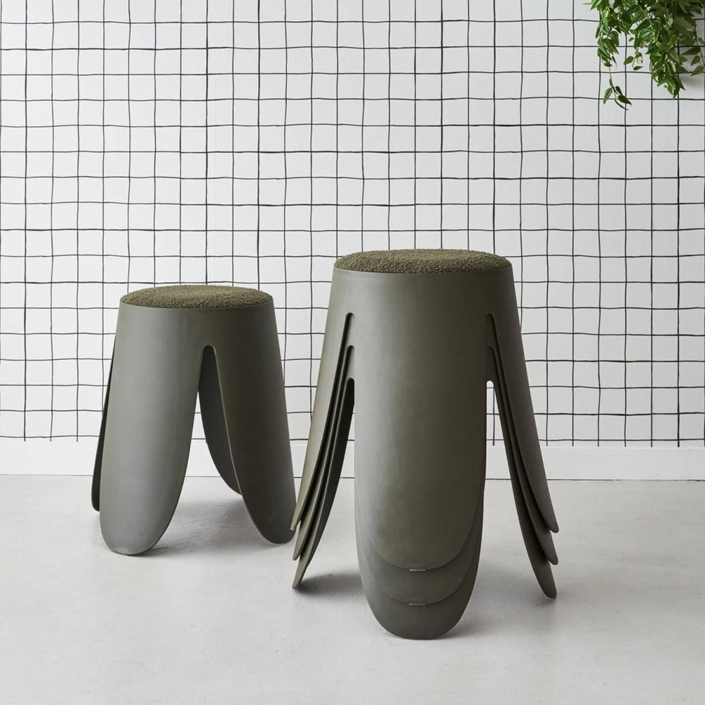 Tabouret Kaki Bouclette Empilable | Quest - Designix Tabouret