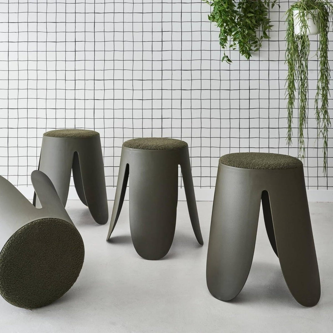 Tabouret Kaki Bouclette Empilable | Quest - Designix Tabouret