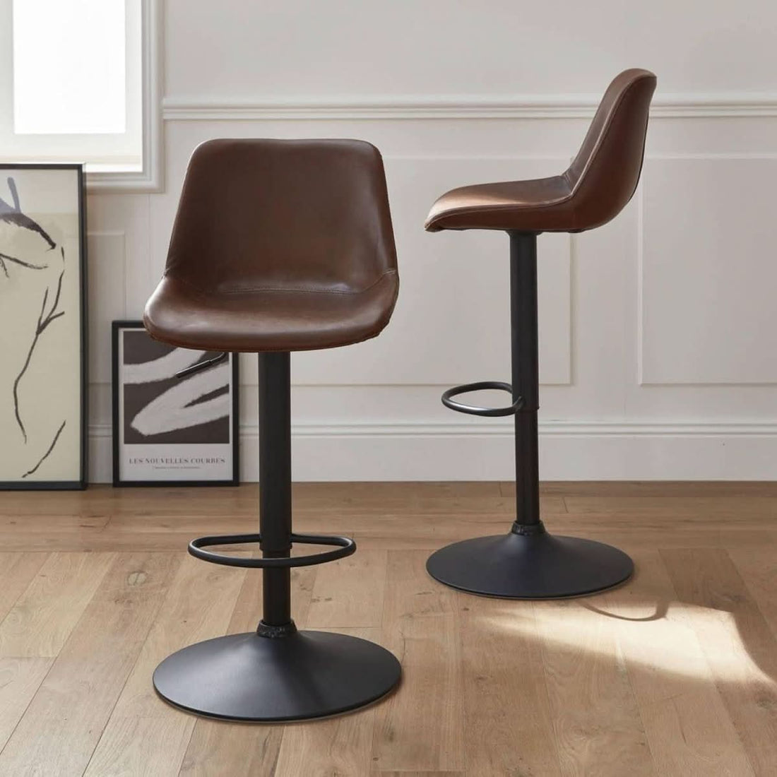 Tabourets Bar Réglables Marron | Ruiss