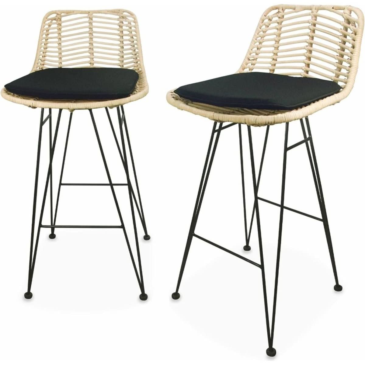 Tabourets Bar Rotin Métal | Nuit - Designix Tabouret
