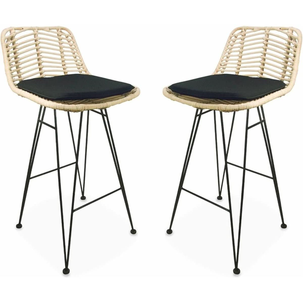 Tabourets Bar Rotin Métal | Nuit - Designix Tabouret