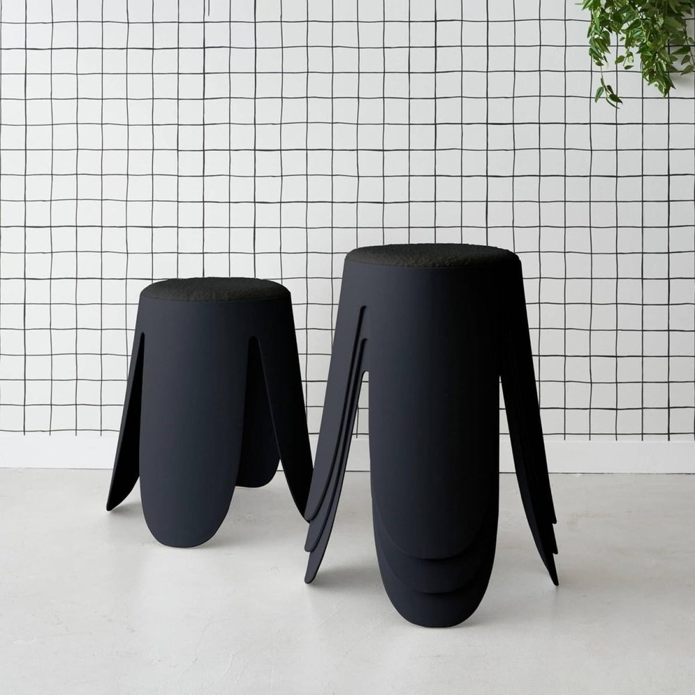 Tabourets Bouclette Noir Empilables | Gris - Designix Tabouret