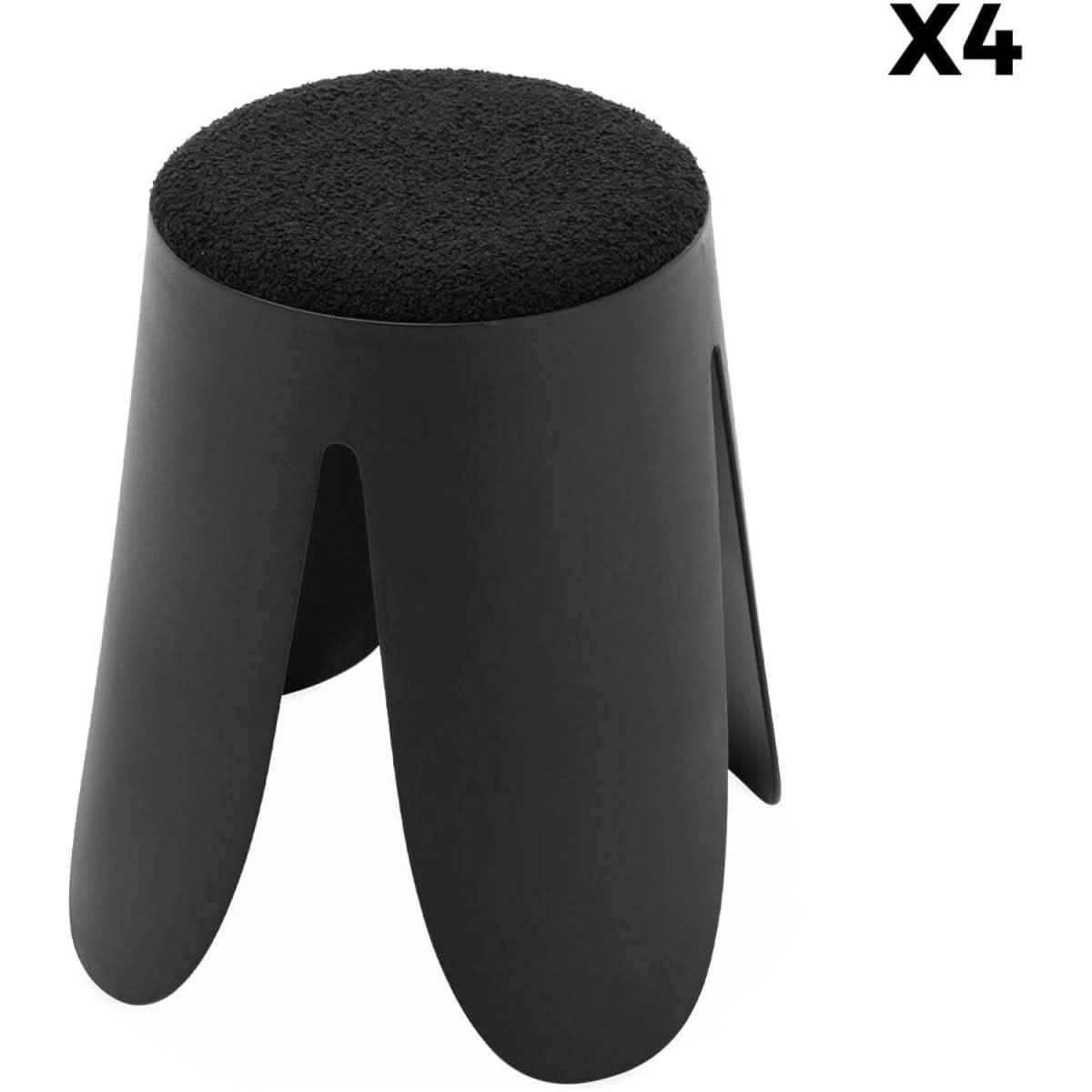 Tabourets Bouclette Noir Empilables | Gris - Designix Tabouret