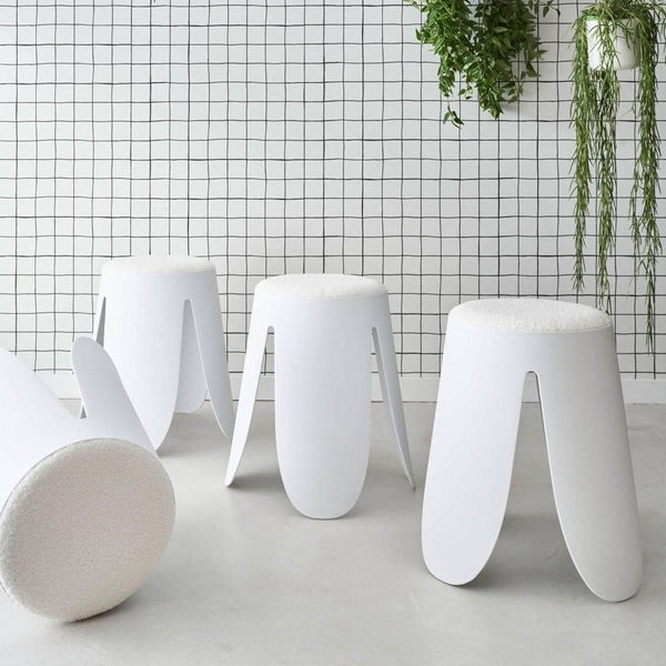Tabourets Bouclette Texturée Blancs | Océan