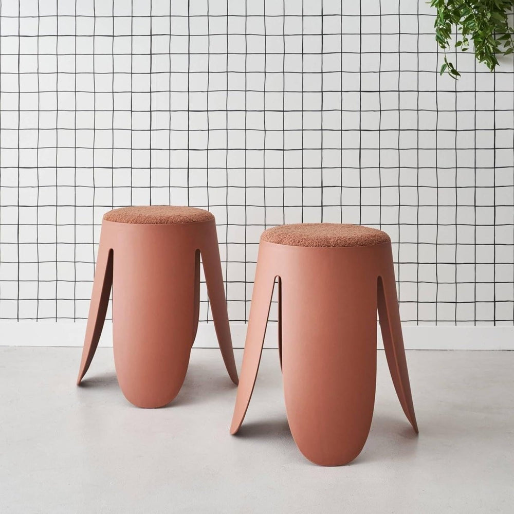 Tabourets Bouclette Texturée Terracotta | Cyan - Designix Chaises