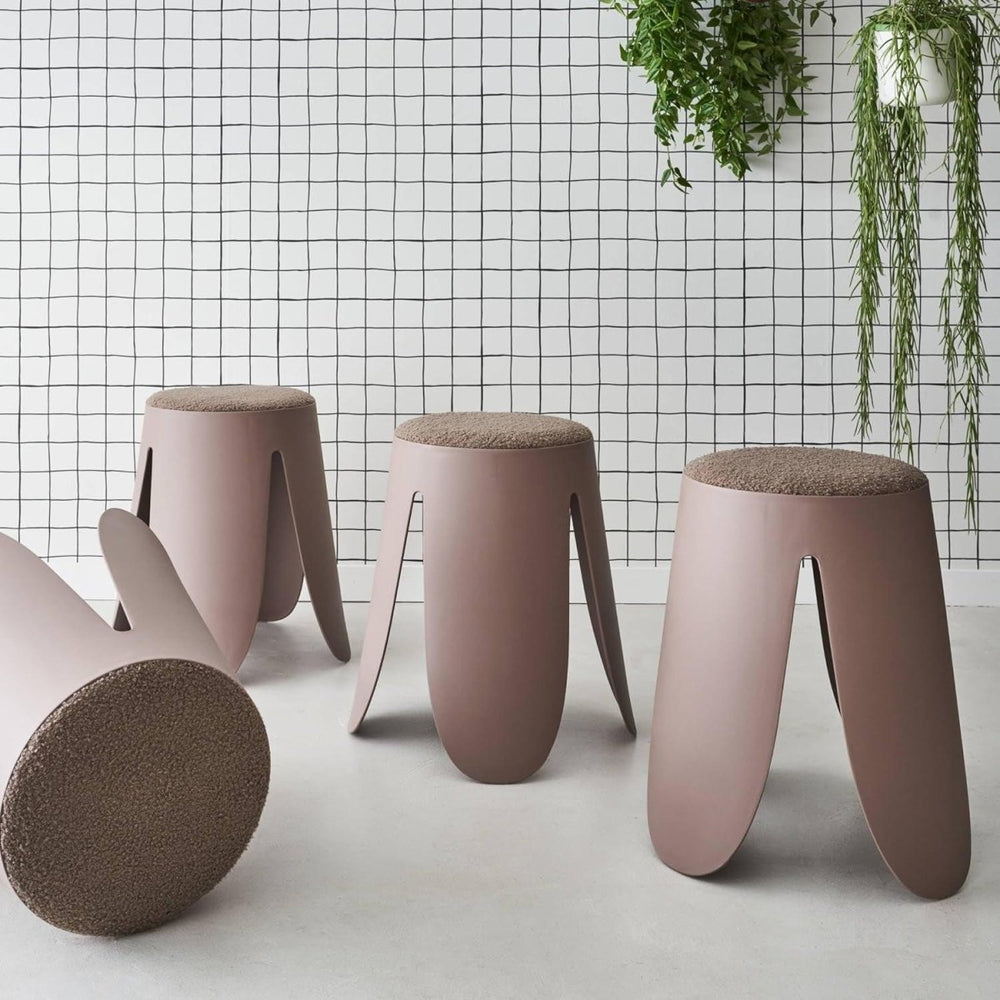 Tabourets Empilables Bouclette Marron | Jazz - Designix Tabouret