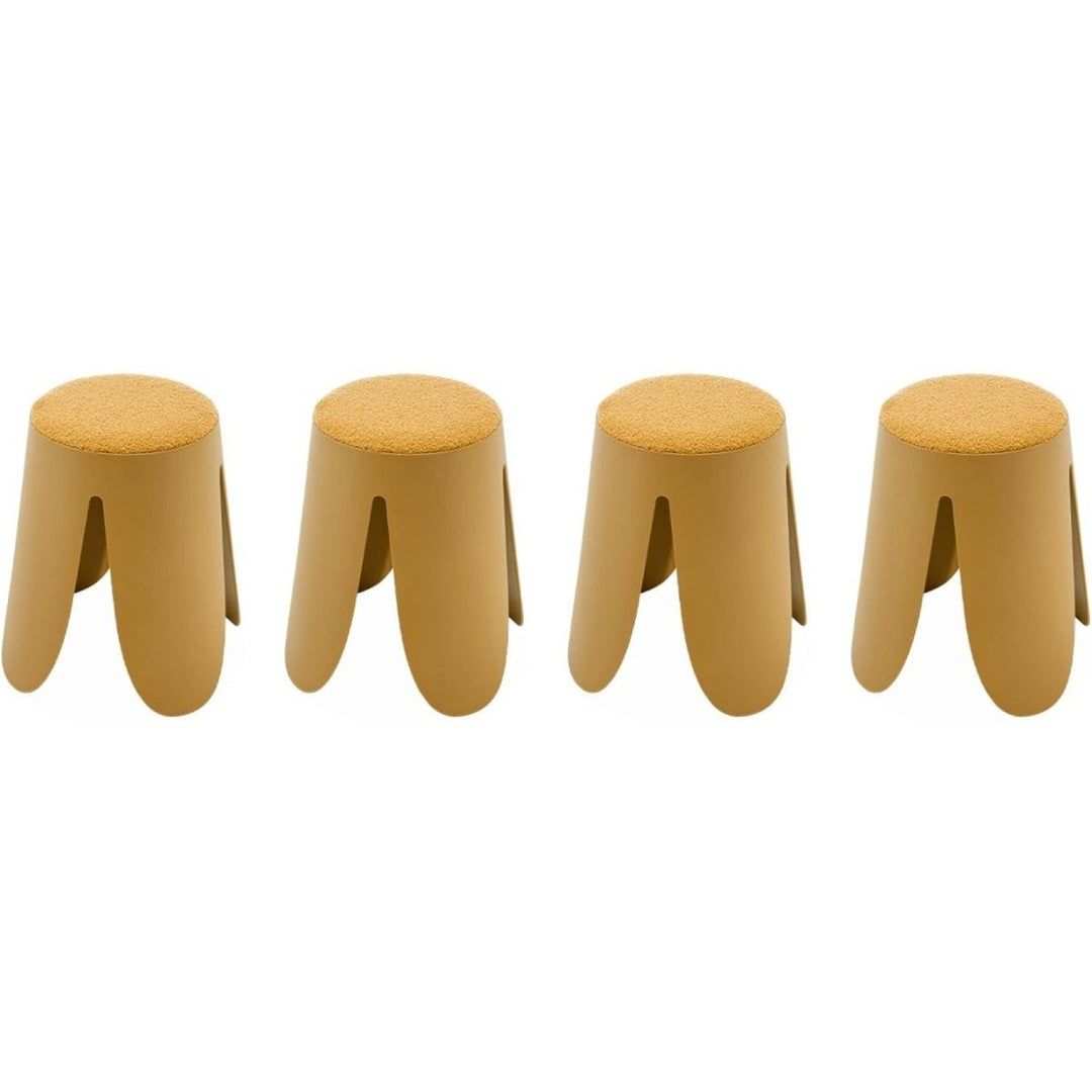 Tabourets Empilables Bouclette Moutarde | Rose - Designix Tabouret