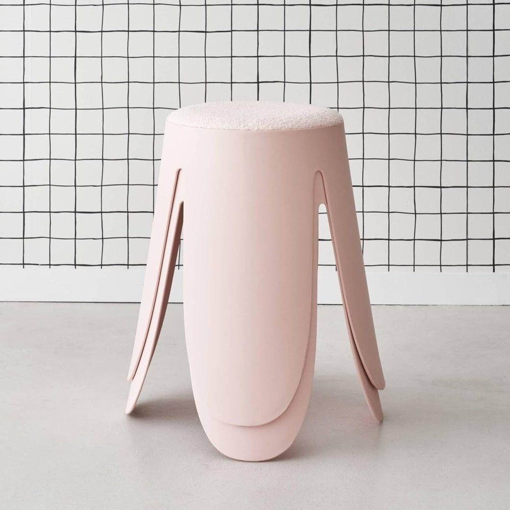 Tabourets Empilables Bouclette Rose | Quinte - Designix Tabouret