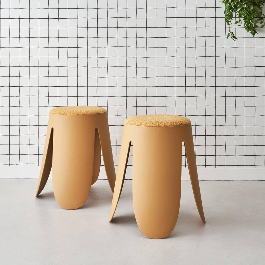 Tabourets Niki Moutarde Bouclette | Voile - Designix Tabouret