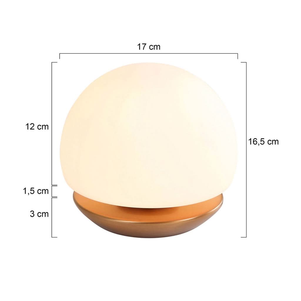 Lampe de chevet tactile Ancilla, dôme en verre opale blanc sur socle bronze, variateur tactile et ampoule LED G9 incluse – Designix.fr