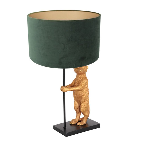 Lampe de Table Animaux Velours Vert Noir