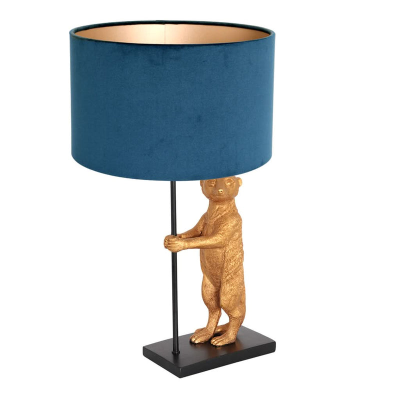 Lampe de Table Animaux Velours Bleu Noir