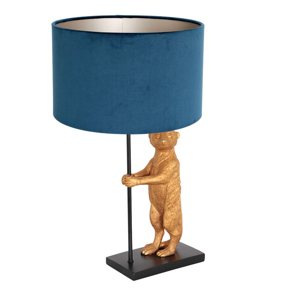 Lampe de table Animaux 3126ZW+K7396ZS Noir-Velours Bleu | Designix - - https://designix.fr