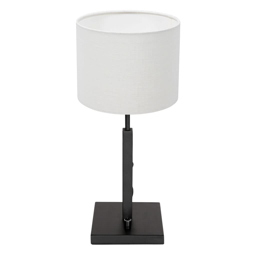 Lampe de table Poteau 8161ZW Noir + Abat-jour en lin blanc | Designix - - https://designix.fr