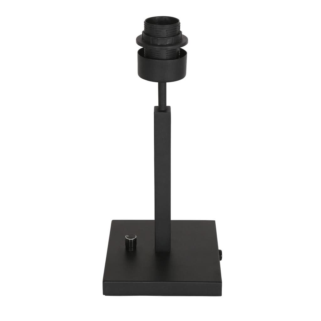 Lampe de table Poteau 8161ZW Noir + Abat-jour en lin blanc | Designix - - https://designix.fr