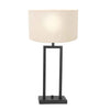 Lampe Table Métal Noir Lin Blanc