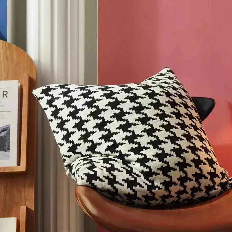 Taie d'Oreiller Carré | Houndstooth - Designix Taies d'oreiller Blanc 45x45cm