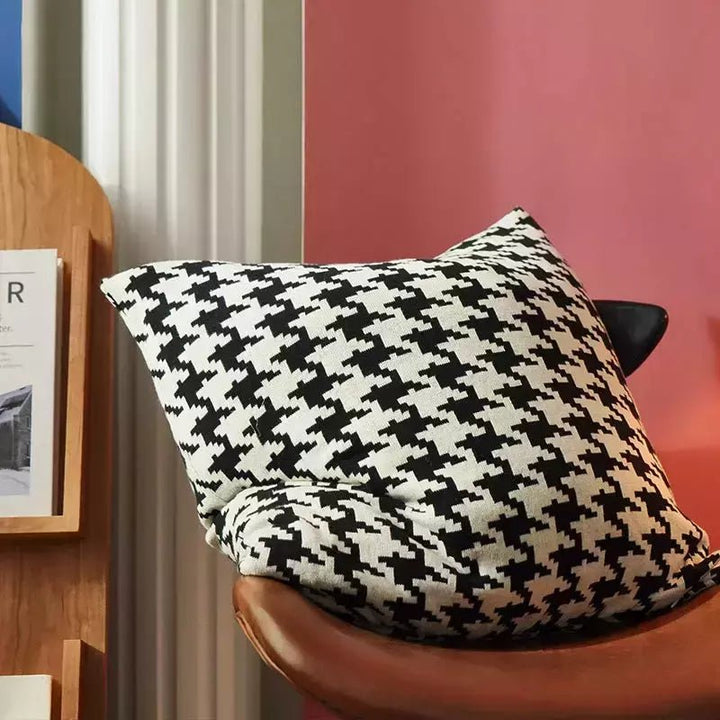 Taie d'Oreiller Carré | Houndstooth - Designix Taies d'oreiller Blanc 45x45cm