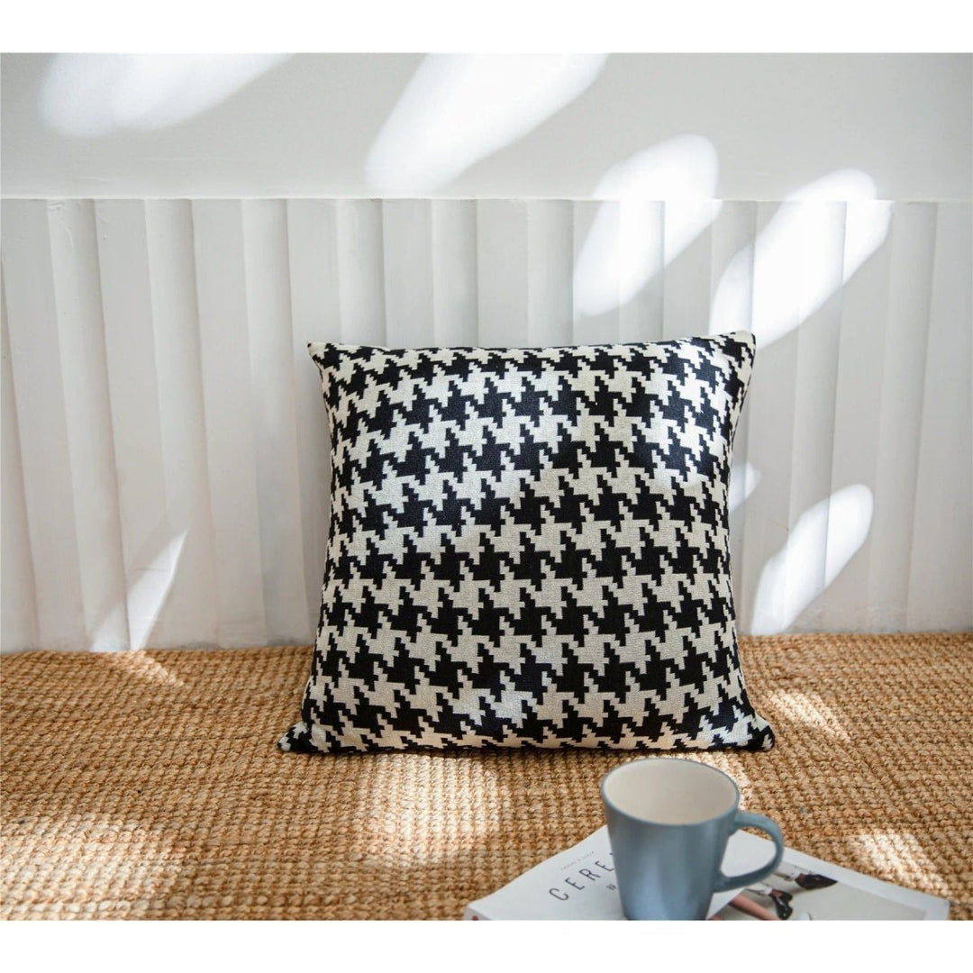 Taie d'Oreiller Carré | Houndstooth - Designix Taies d'oreiller Blanc 45x45cm