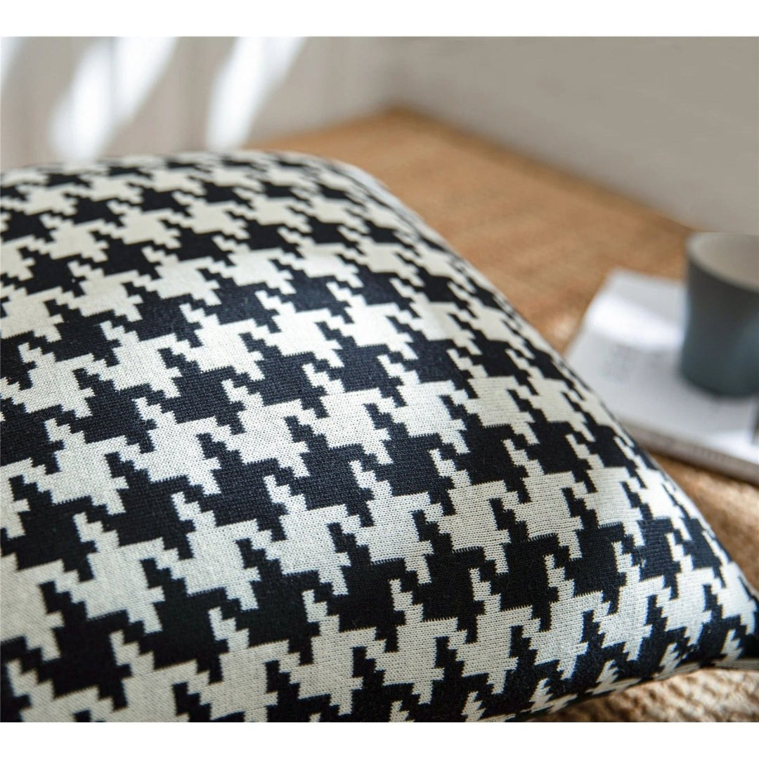 Taie d'Oreiller Carré | Houndstooth - Designix Taies d'oreiller Blanc 45x45cm