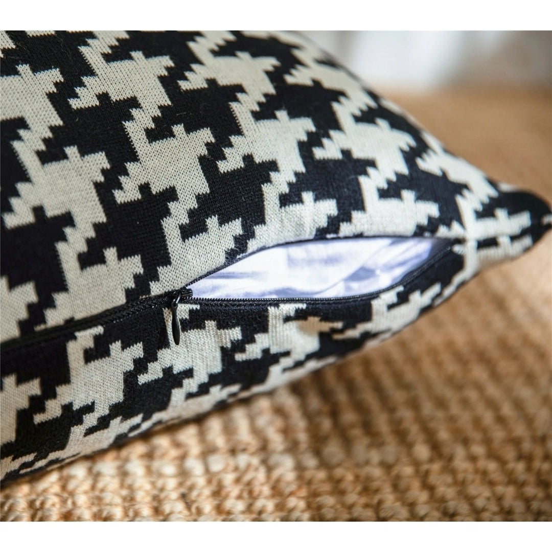 Taie d'Oreiller Carré | Houndstooth - Designix Taies d'oreiller Blanc 45x45cm