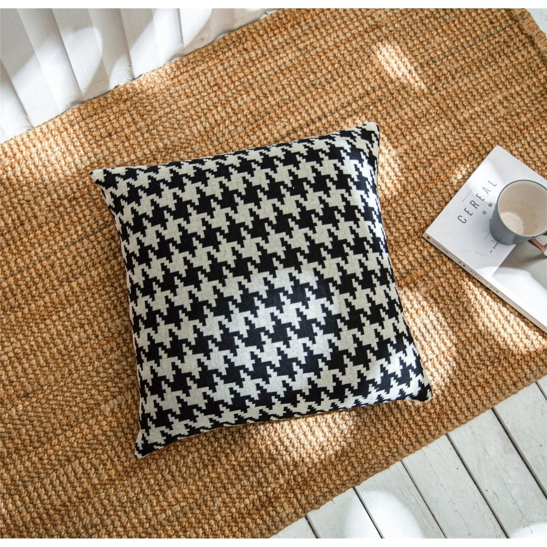 Taie d'Oreiller Carré | Houndstooth - Designix Taies d'oreiller Blanc 45x45cm