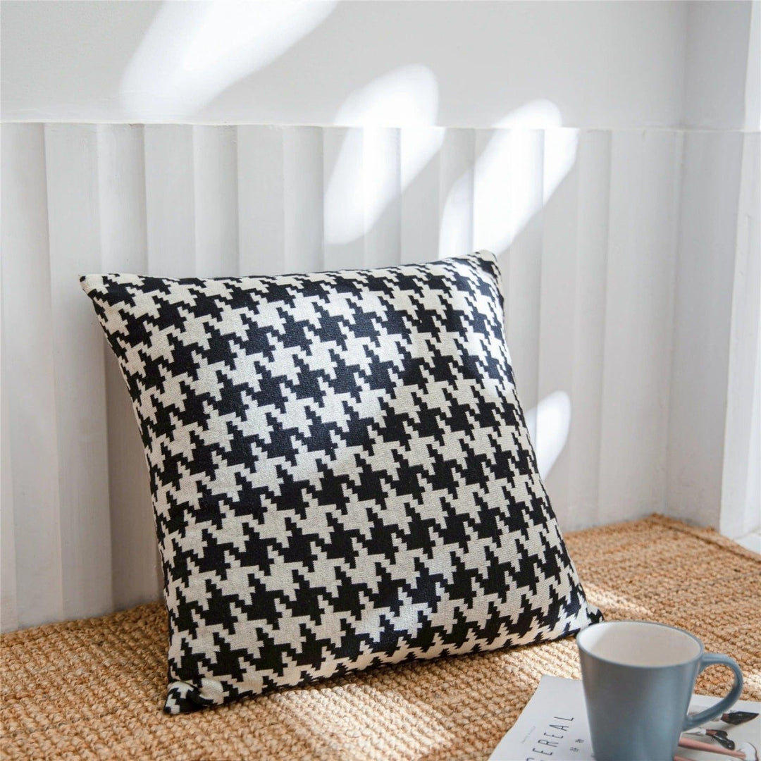 Taie d'Oreiller Carré | Houndstooth - Designix Taies d'oreiller Blanc 45x45cm