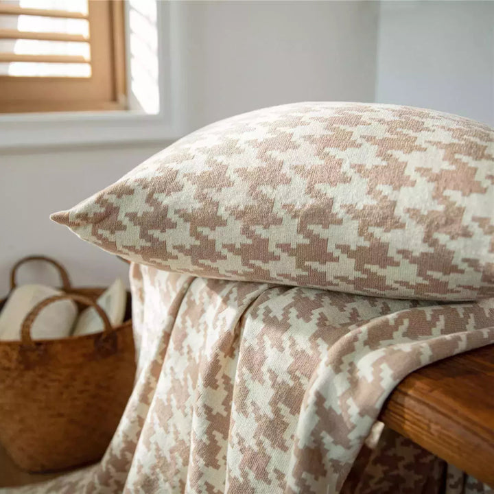 Taie d'Oreiller Carré | Houndstooth - Designix Taies d'oreiller Champagne 45x45cm