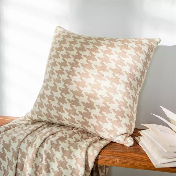Taie d'Oreiller Carré | Houndstooth - Designix Taies d'oreiller Champagne 45x45cm