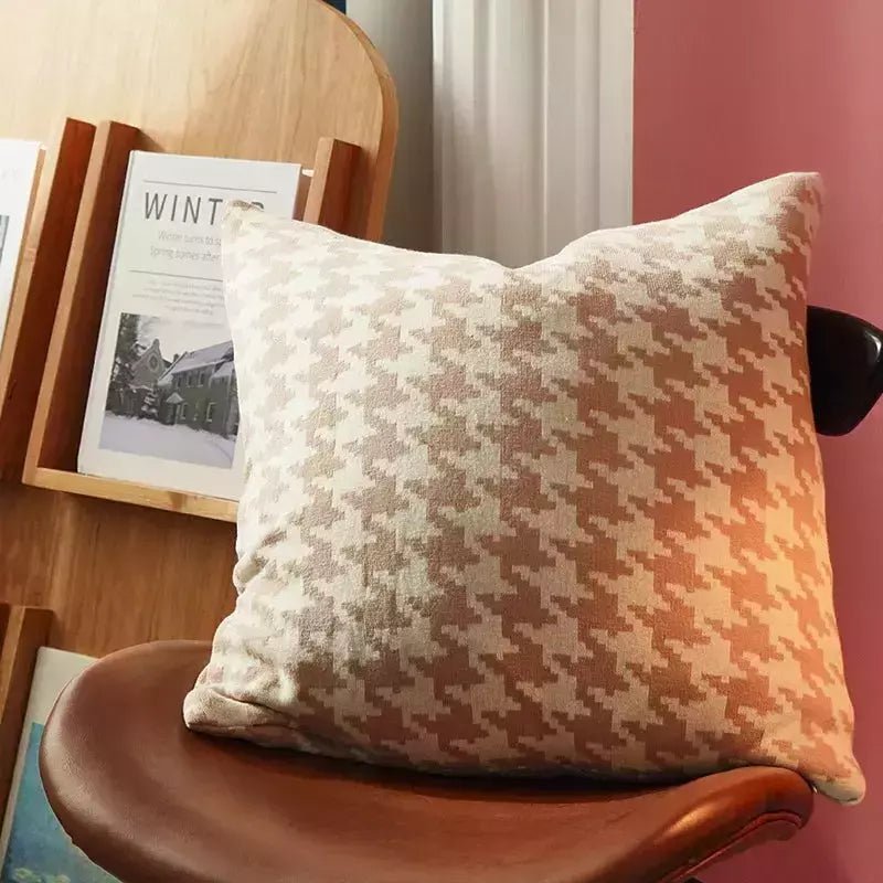 Taie d'Oreiller Carré | Houndstooth - Designix Taies d'oreiller Champagne 45x45cm