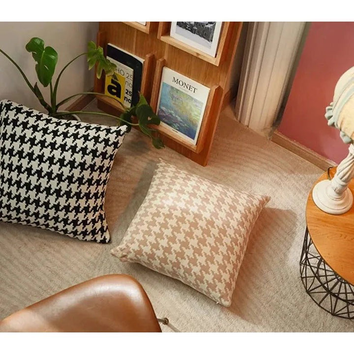 Taie d'Oreiller Carré | Houndstooth - Designix Taies d'oreiller Champagne 45x45cm