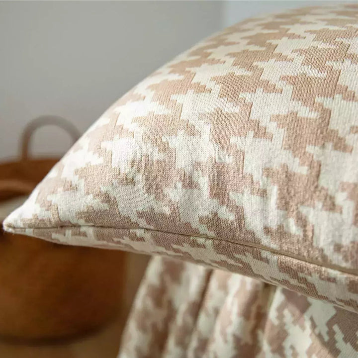 Taie d'Oreiller Carré | Houndstooth - Designix Taies d'oreiller Champagne 45x45cm