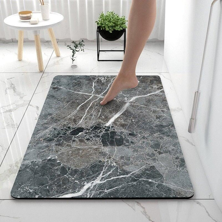 Tapis Salle de Bain Design | Fusion de Styles | Designix - Tapis Marbre Noir 50 x 80 cm  - https://designix.fr/