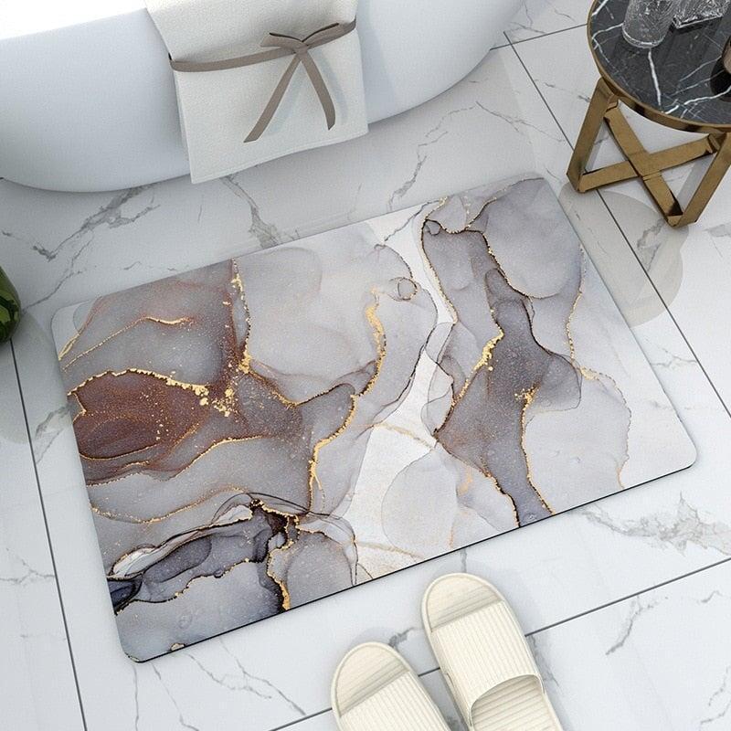 Tapis Salle de Bain Design | Fusion de Styles | Designix - Tapis Marbre & Or 50 x 80 cm  - https://designix.fr/