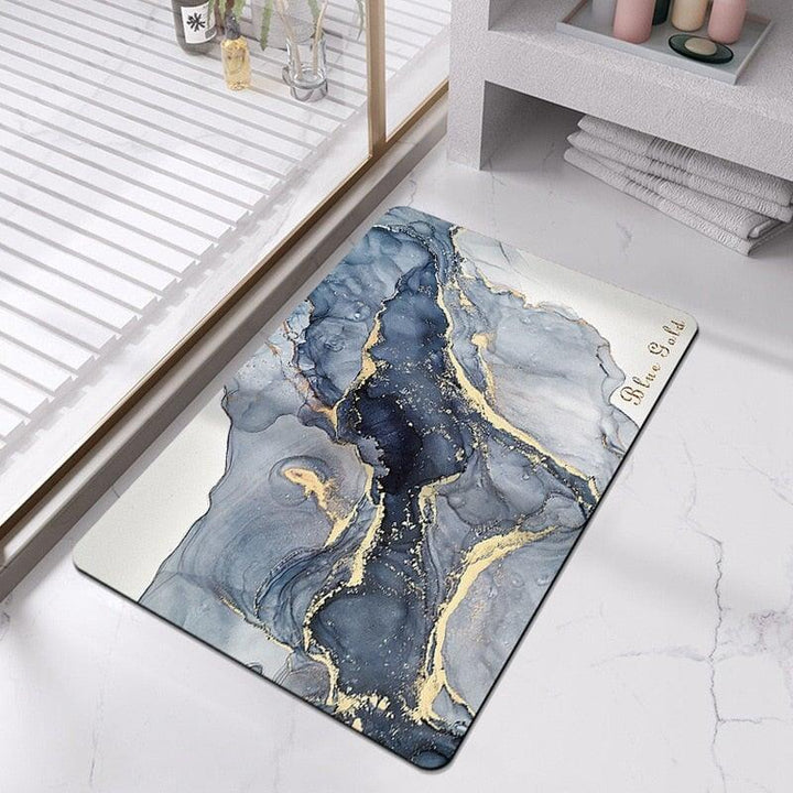 Tapis Salle de Bain Design | Fusion de Styles | Designix - Tapis Bleu Blanc & Or 50 x 80 cm  - https://designix.fr/