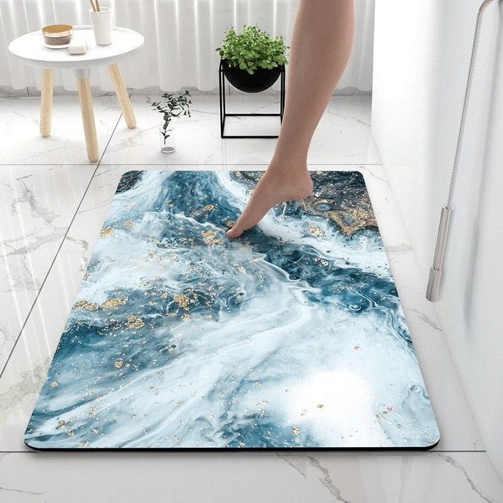 Tapis Salle de Bain Design | Fusion de Styles | Designix - Tapis Bleu & Or 50 x 80 cm  - https://designix.fr/